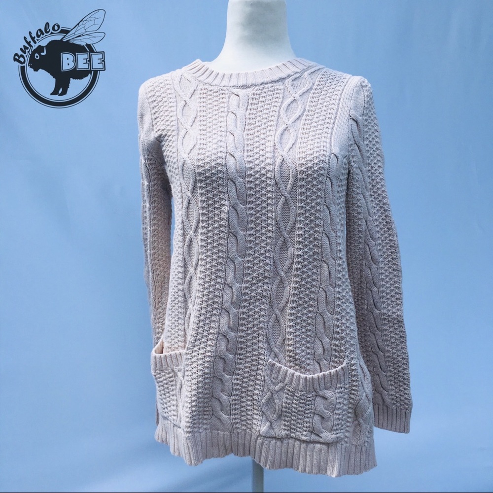 Jeanne Pierre 100% cotton cream cable knit sweater